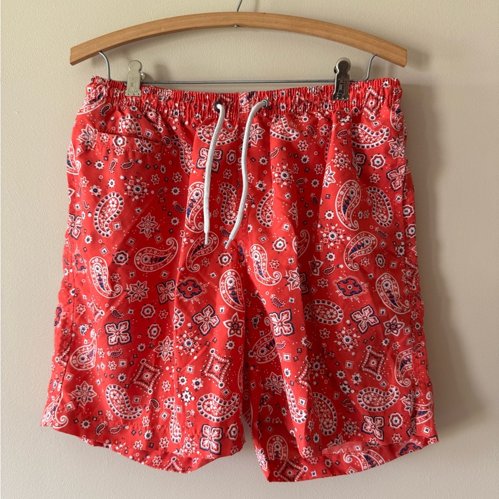 trunks Red Paisley Men's Swim Shorts
